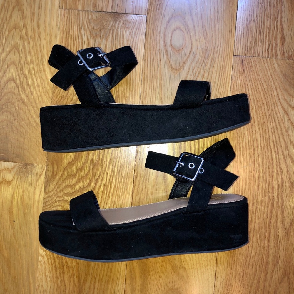 ASOS Black Suede Platform Sandals